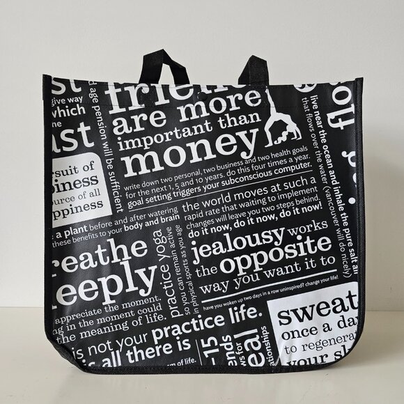 3 x New LULULEMON Black ORIGINAL MANIFESTO Reusable Shopping Gym Lunch Bag Large - Picture 3 of 6